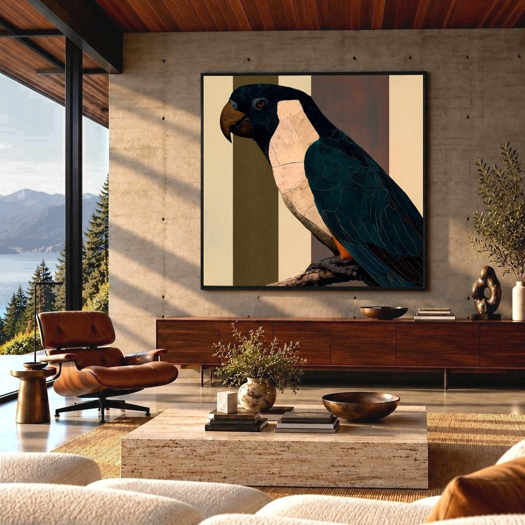 Parrot in Teal Shadow