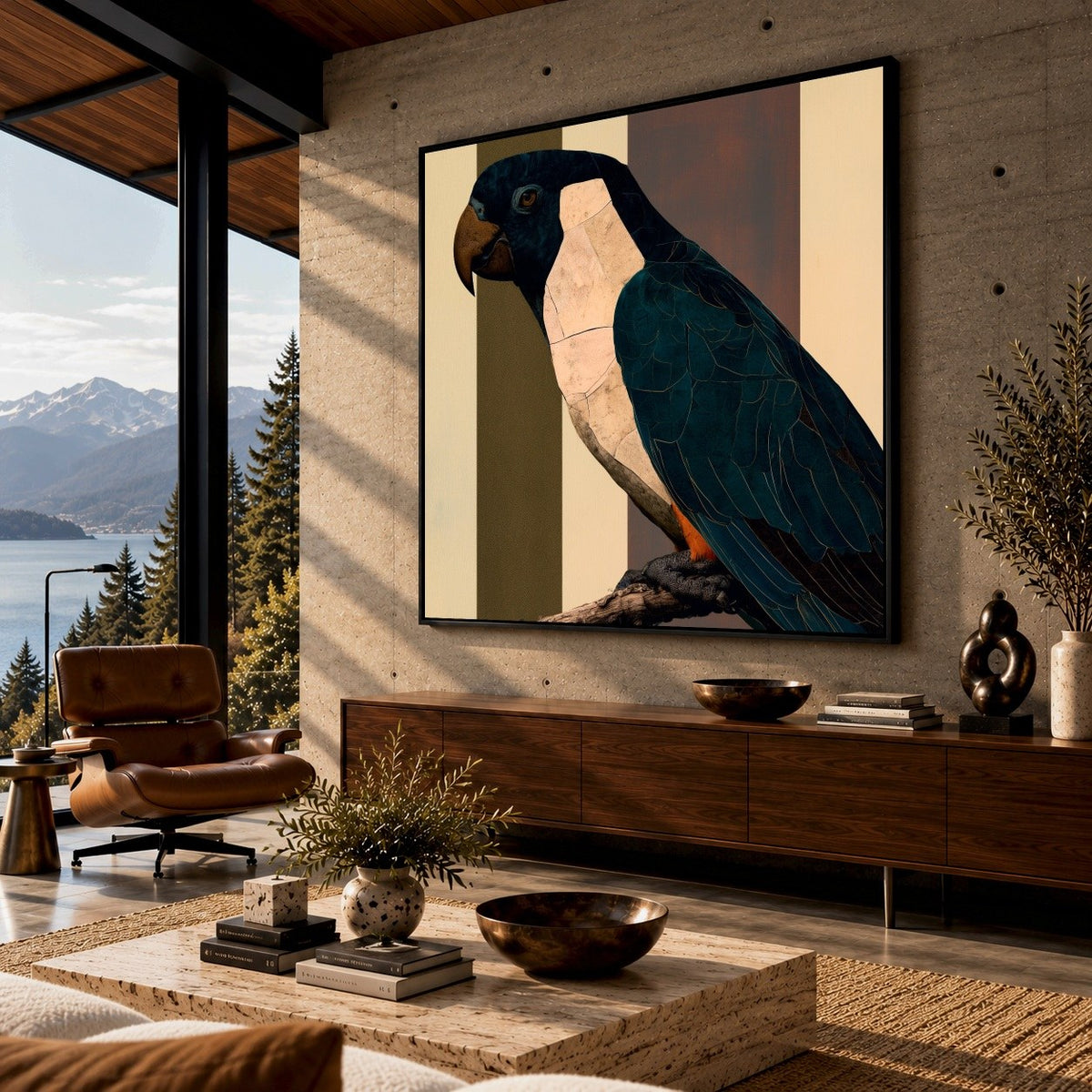 Parrot in Teal Shadow