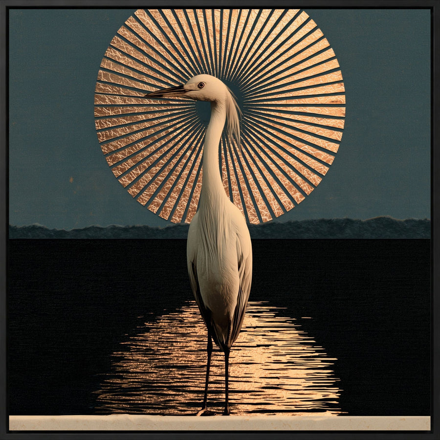 Egret before the Sun